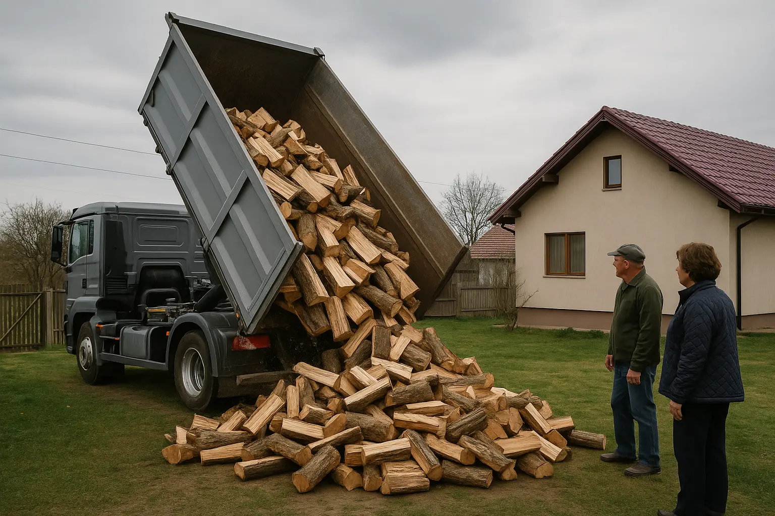 Gramada ordonata de lemne uscate, gata pentru foc